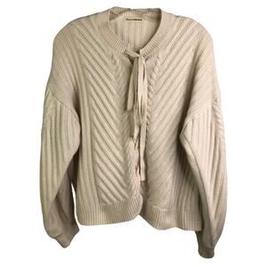 Ulla Johnson Sweater Wns Sz M Cream Wool‎ Cashmere Lace-Up Classic